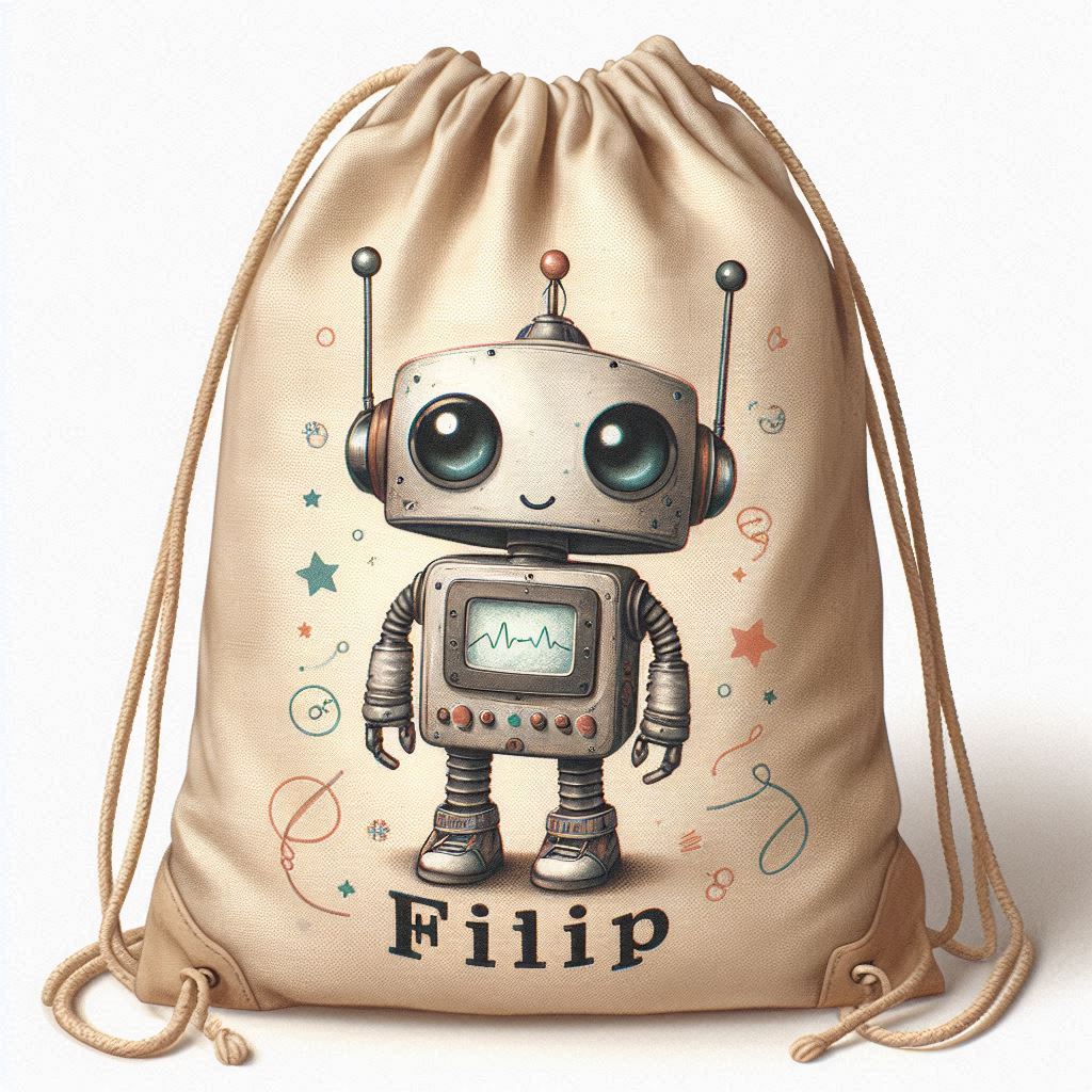 vak na záda s potiskem robot