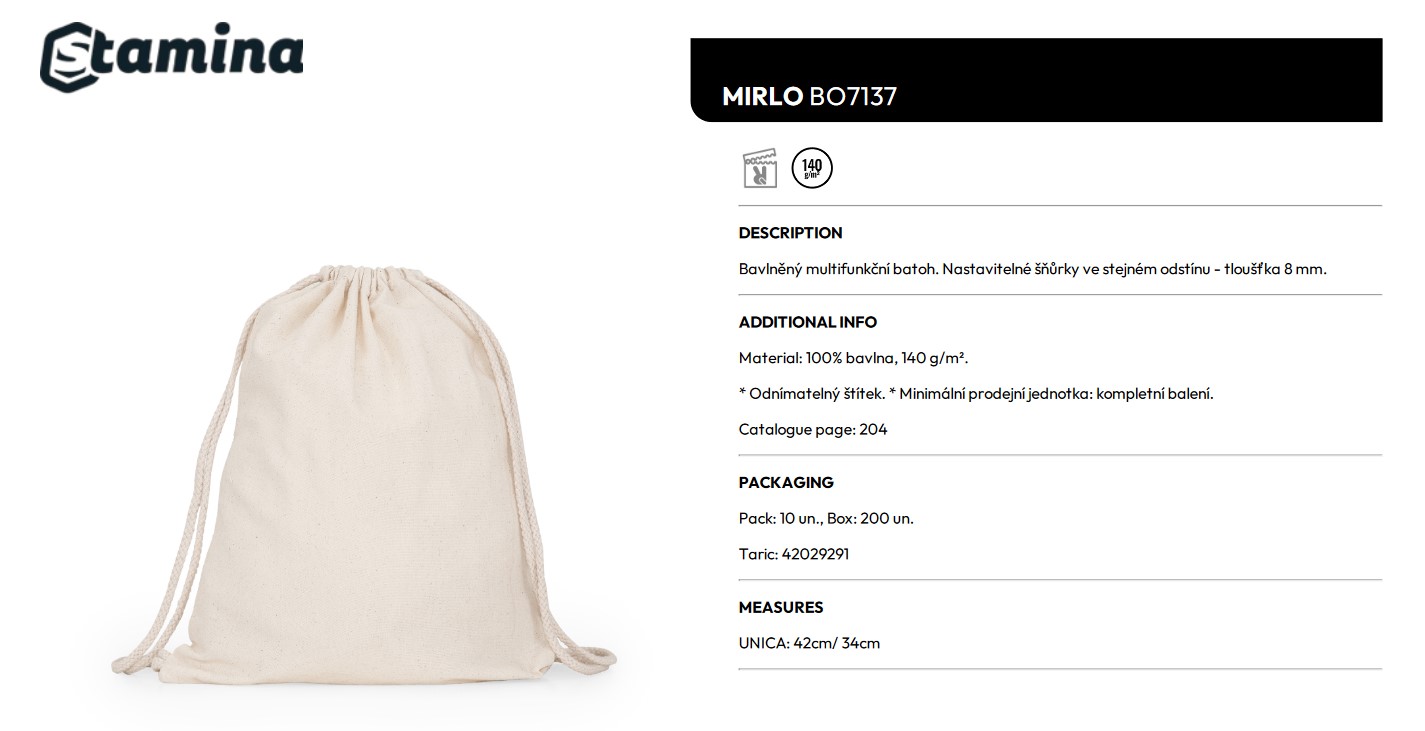 stahovací vak na záda