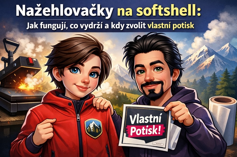 Nažehlovačky na softshell: jak fungují, co vydrží a kdy zvolit vlastní potisk