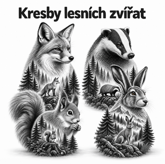 Kresby lesních zvířat