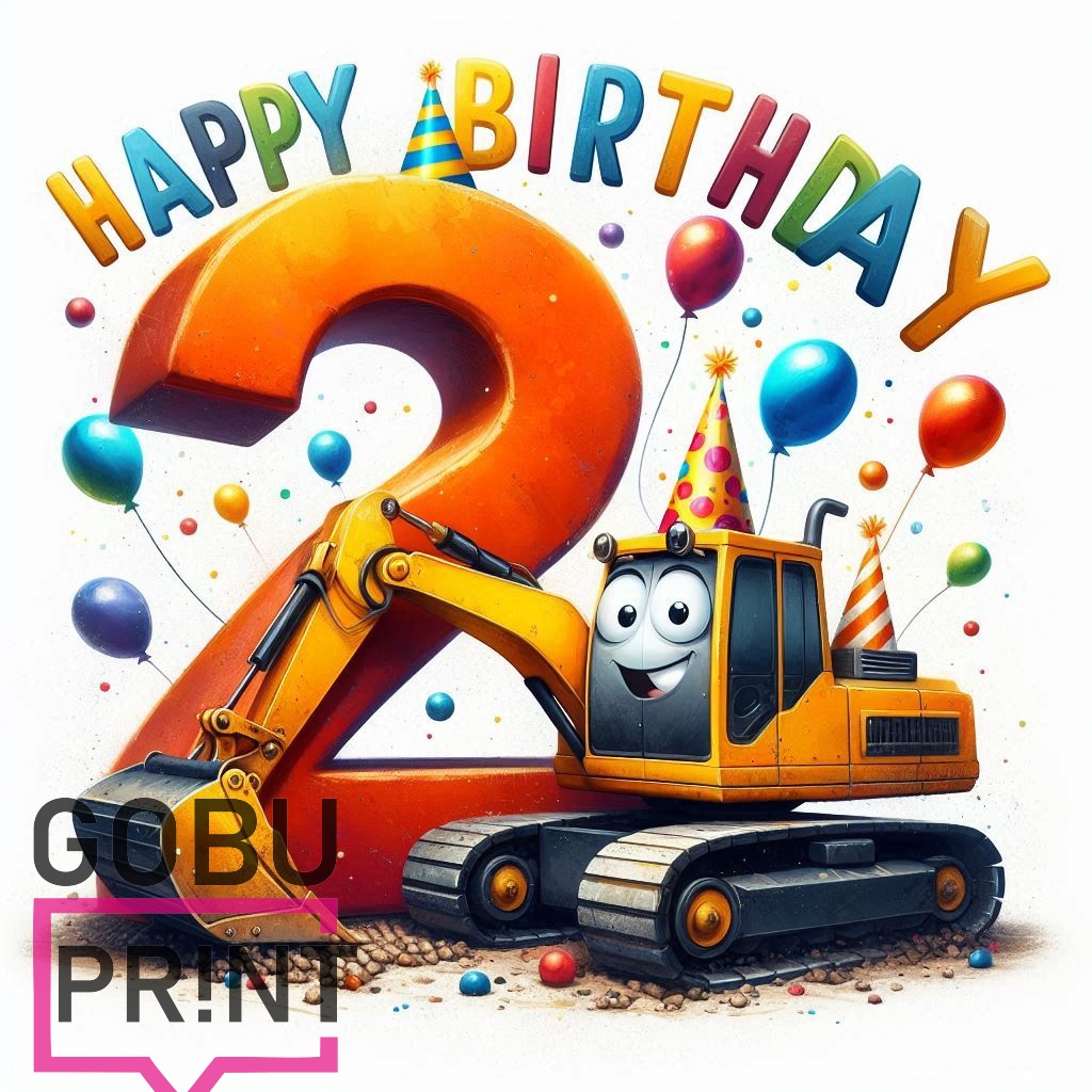 narozeninová nažehlovačka bagr dva roky