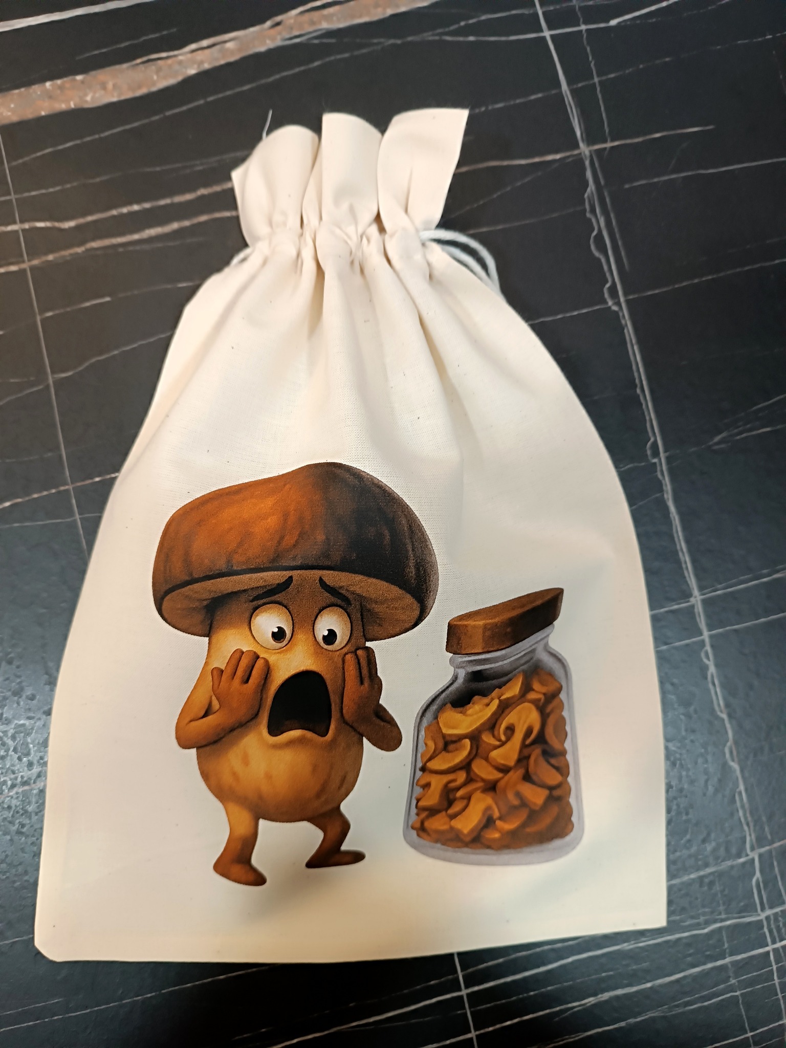 plátěný sáček na sušené houby