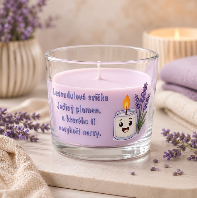 uv samolepka na svíčku levandule