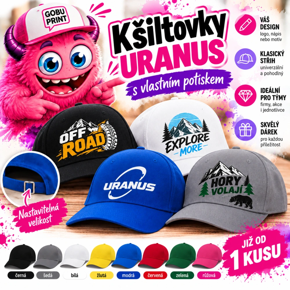 UNI kšiltovka Uranus s vlastním potiskem