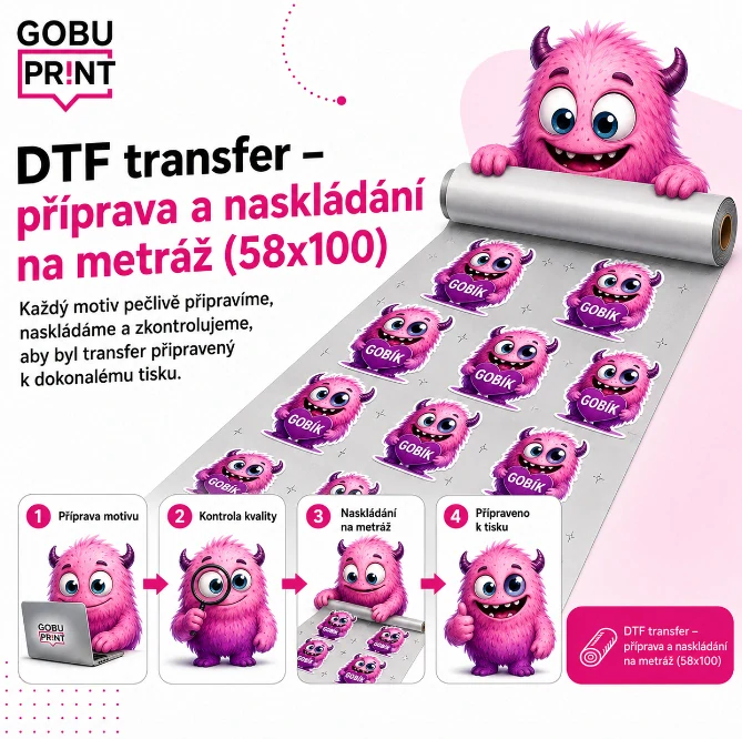 DTF transfer – tisk na metr (vlastní motiv)