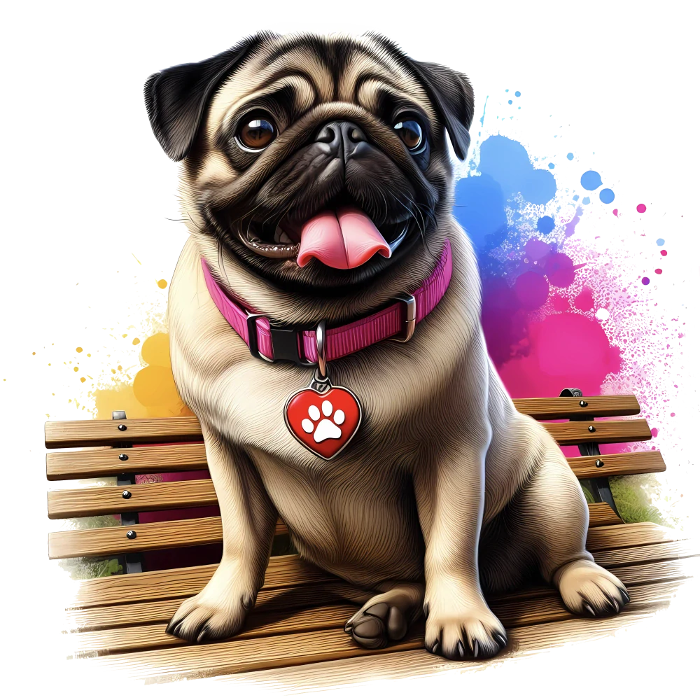 Mops na lavičce