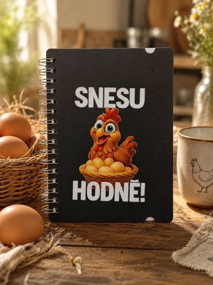 Poznámkový blok A6 - slepice - snesu hodně