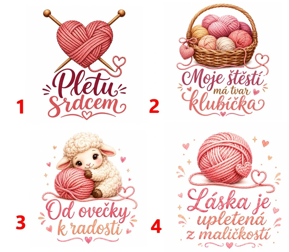 Klubíčka, příze a pletení - 4 motivy