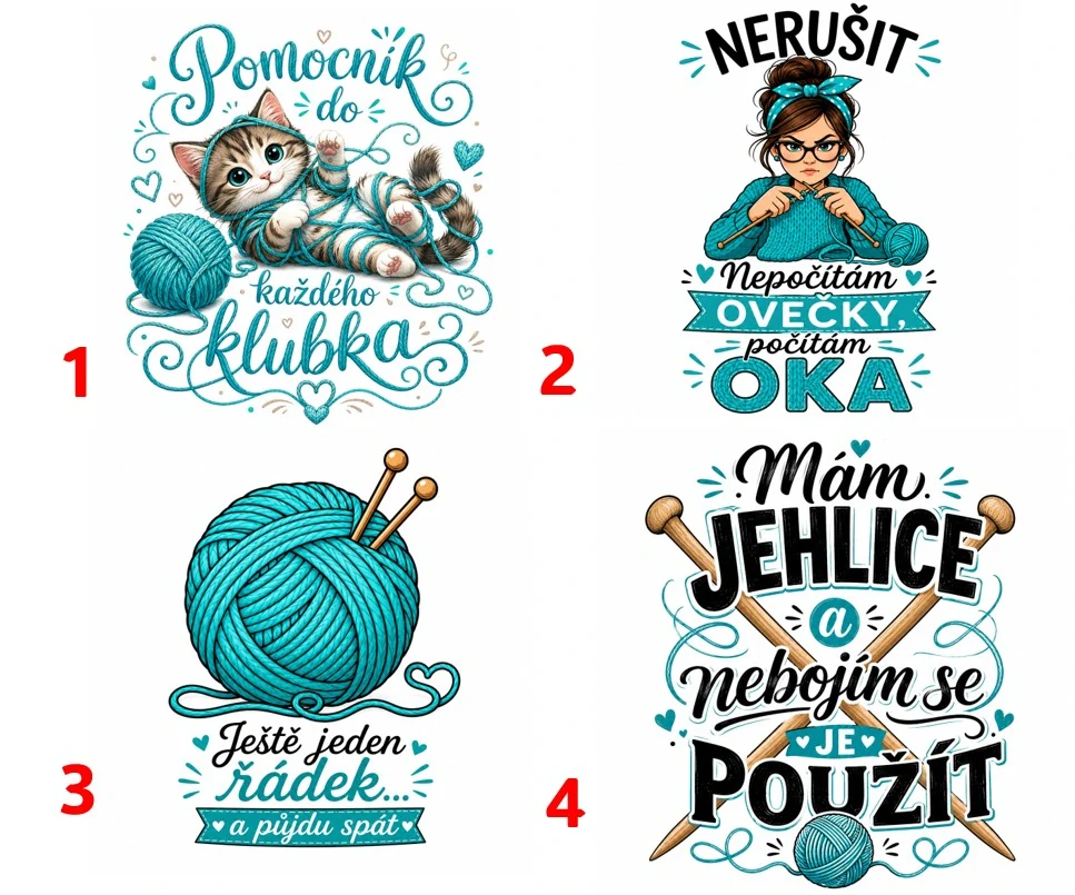 Vtipné motivy pro pletařky - 4 motivy