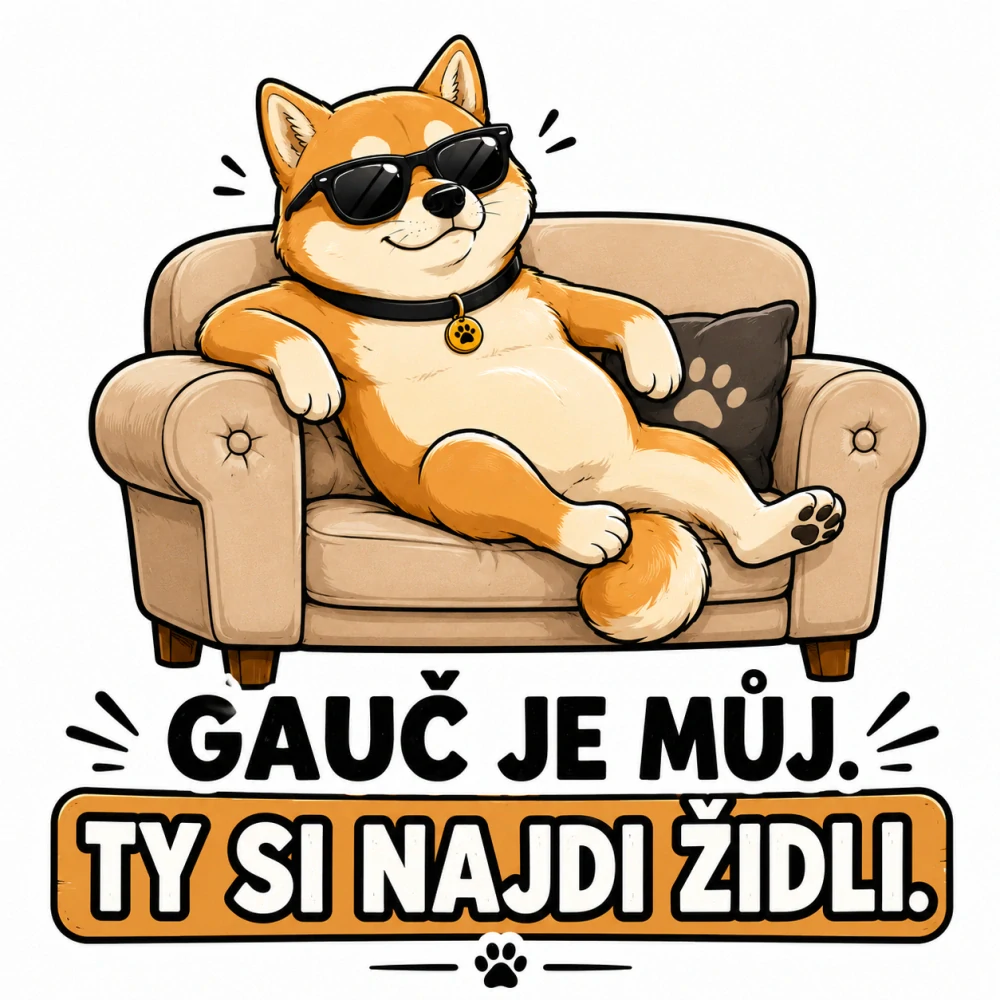 Shiba inu na gauči