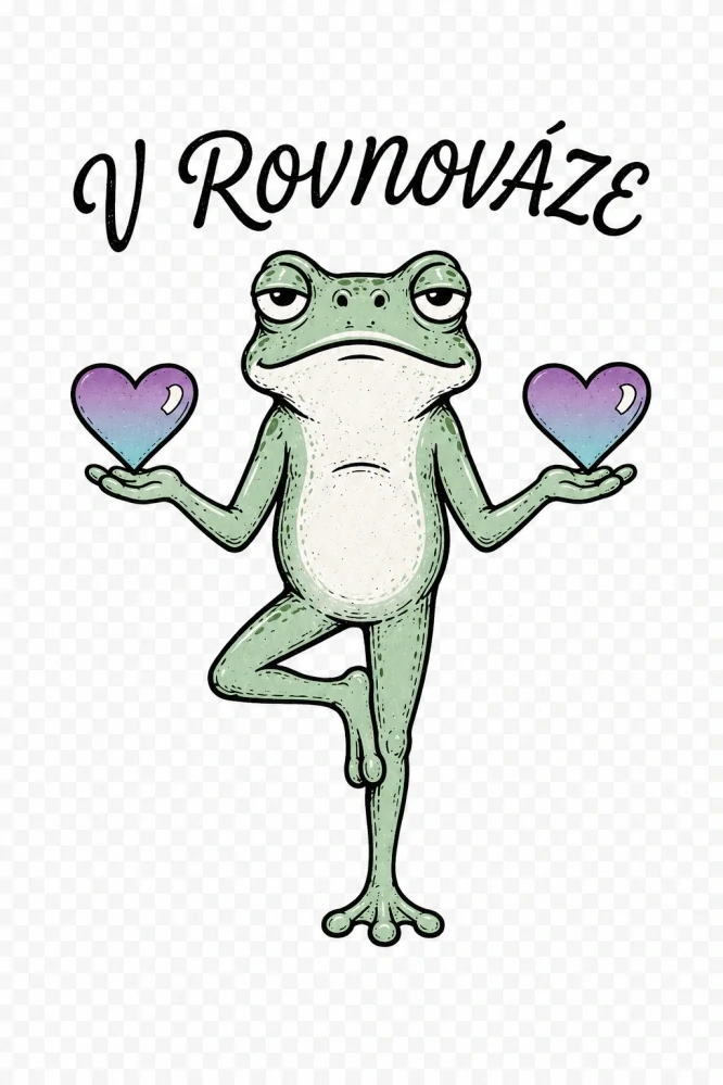 V rovnováze – žába cvičící jógu