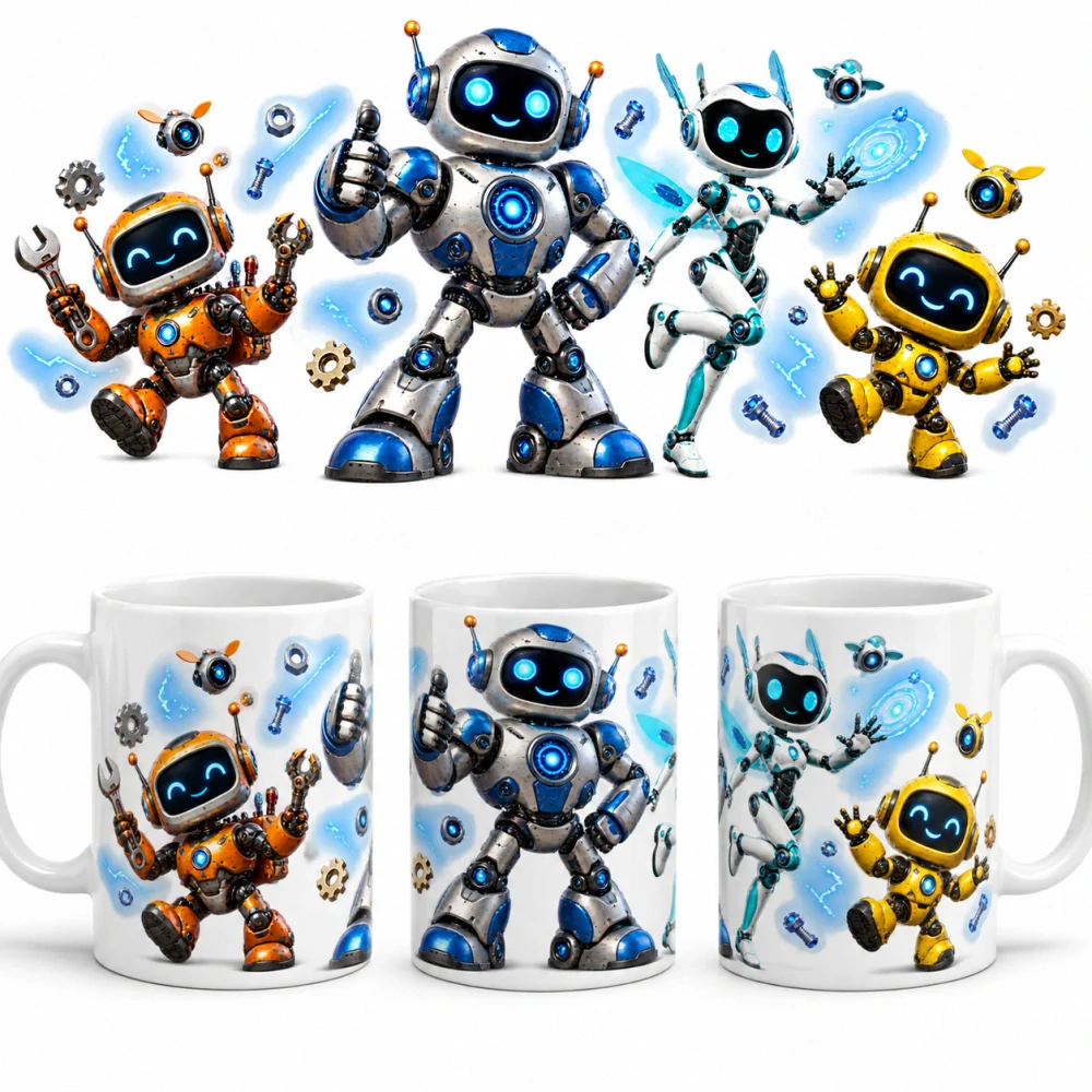 Keramický hrnek - roboti