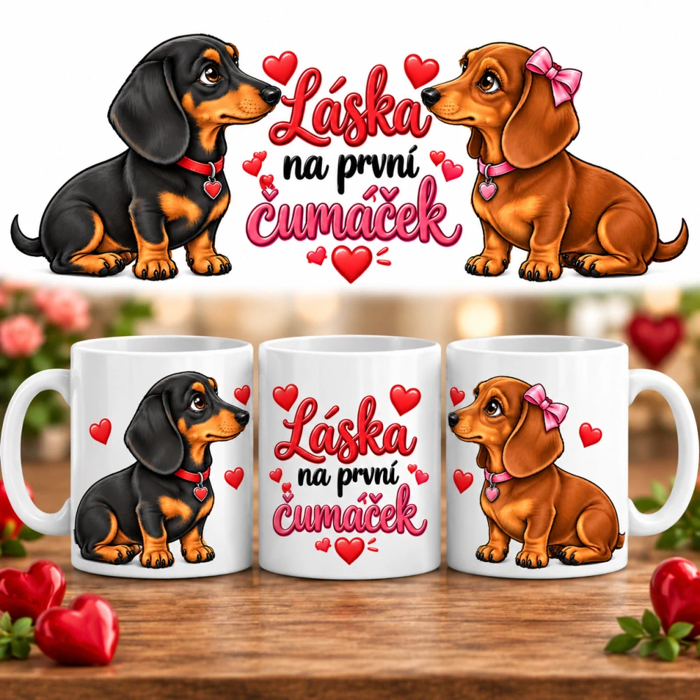 Keramický hrnek - jezevčíci
