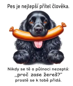 Černý kokršpaněl s klobásou