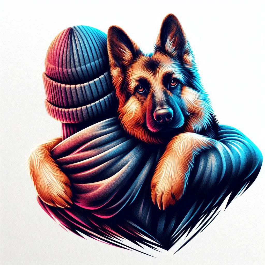 Německý ovčák objetí