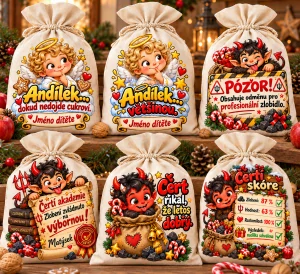 Mikulášský pytlík s andílkem a čertíkem – 6 motivů