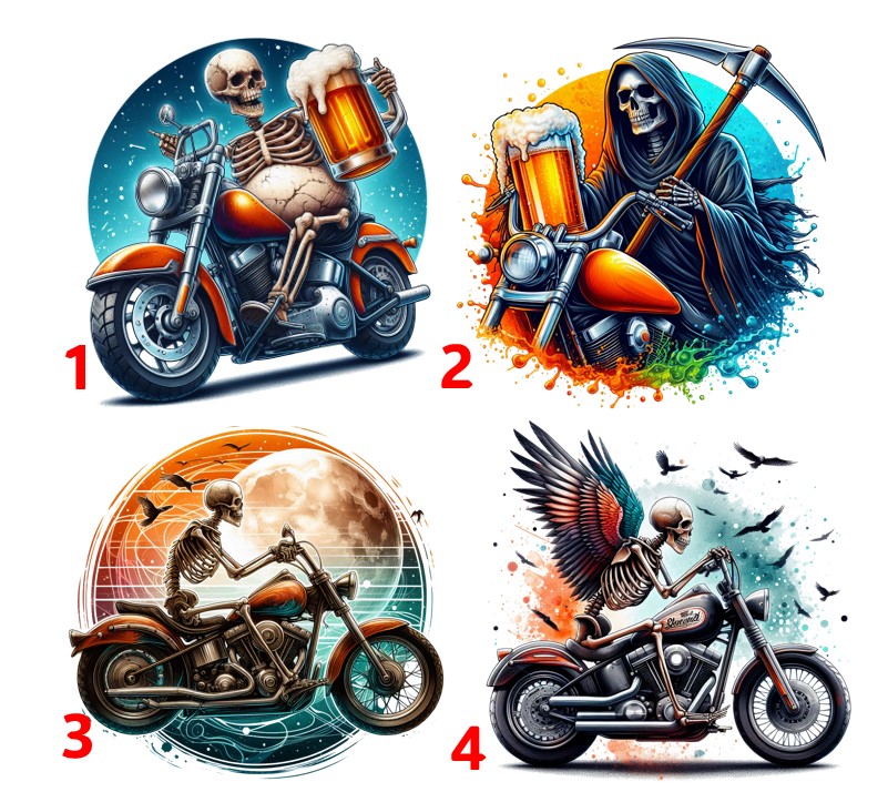 Kostlivec na motorce - 4 motivy