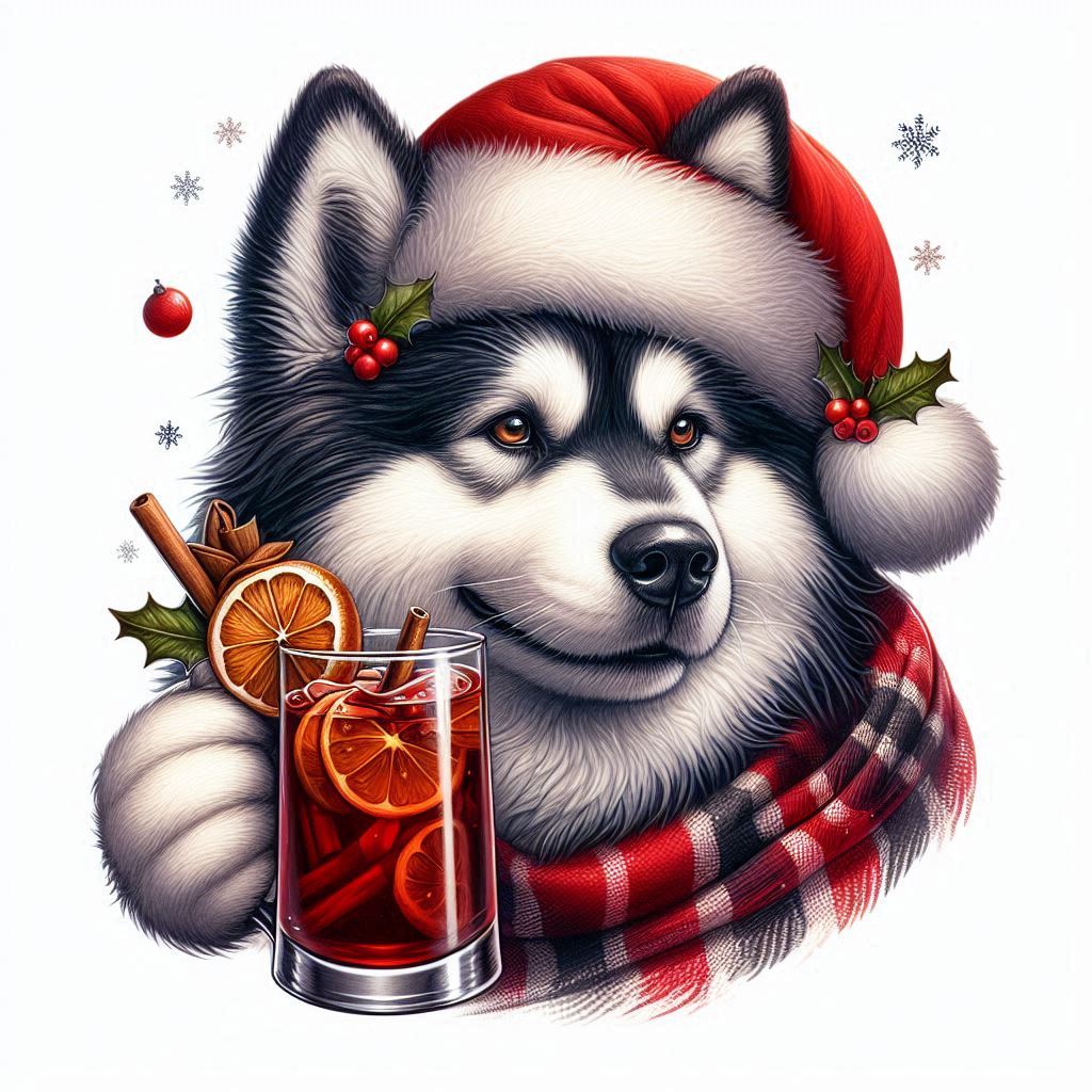 Sibiřský husky  - vánoce