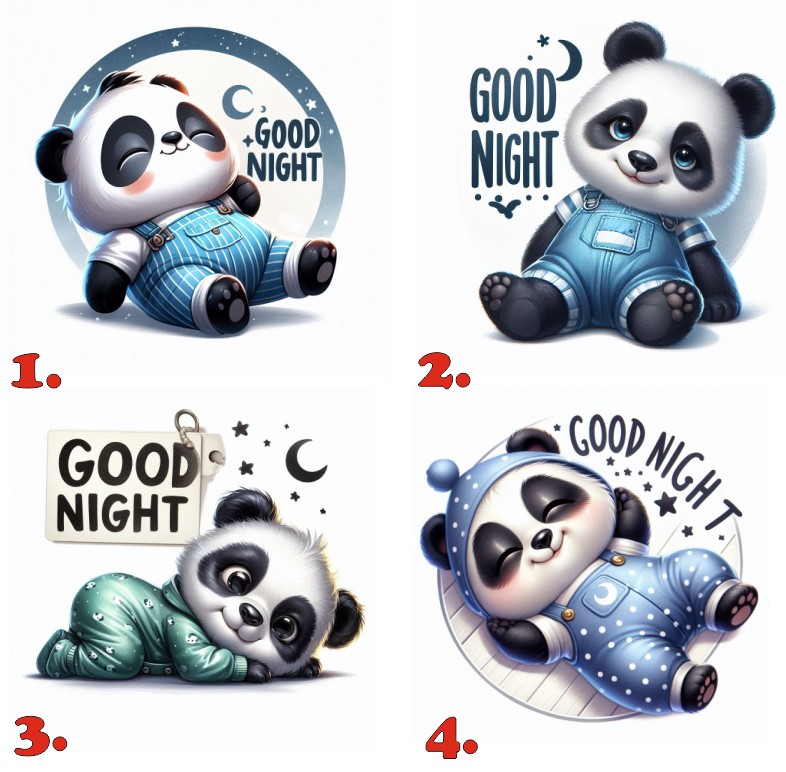 Panda na pyžamko - 4 motivy