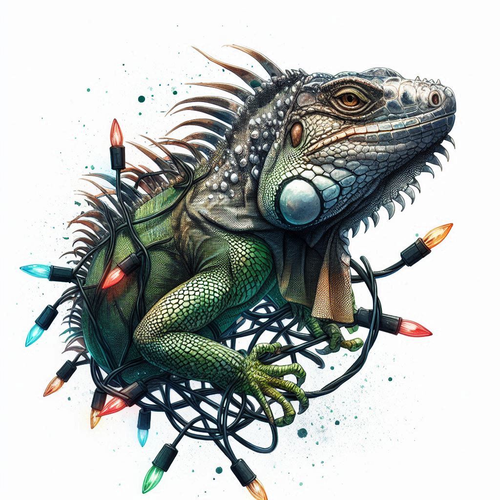 Leguán a a světýlka