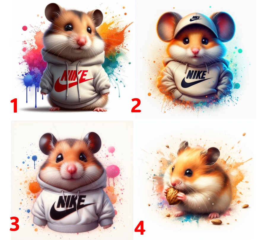 Křeček nike - 4 motivy