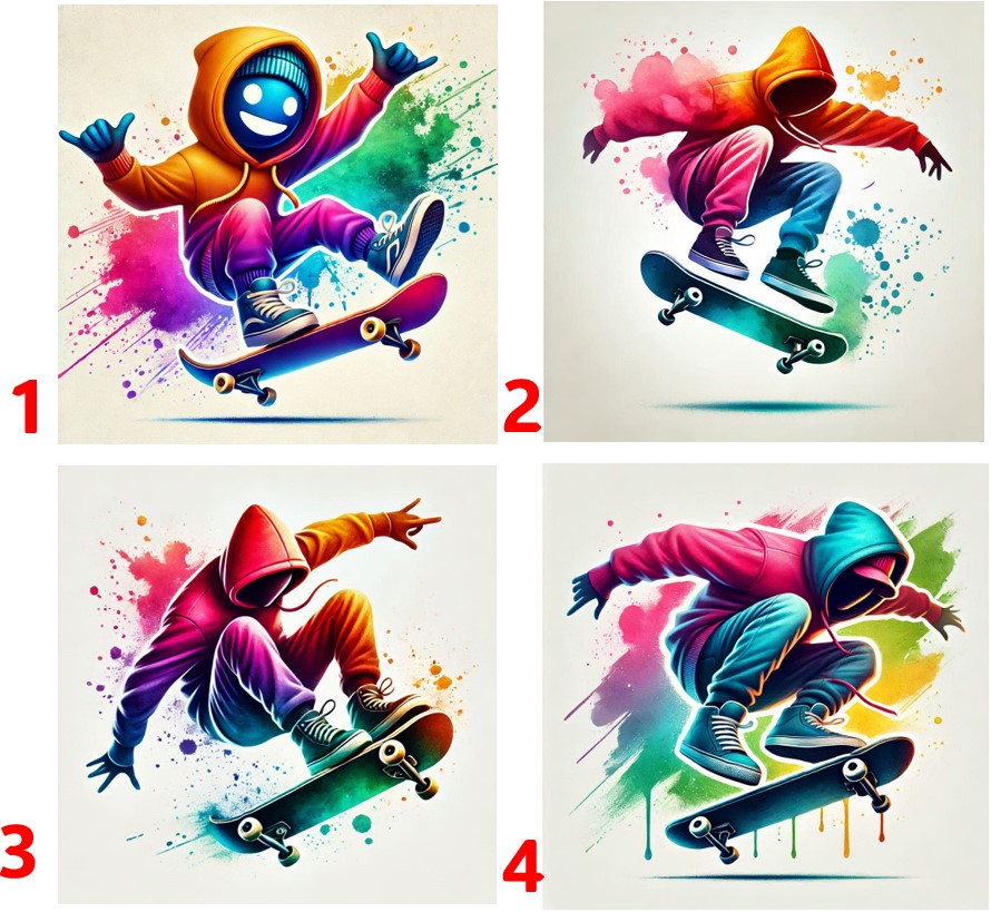 Skateboard silueta - 4 motivy