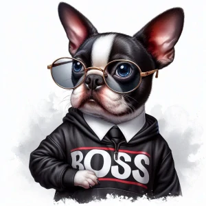 Bostonský teriér v mikině boss