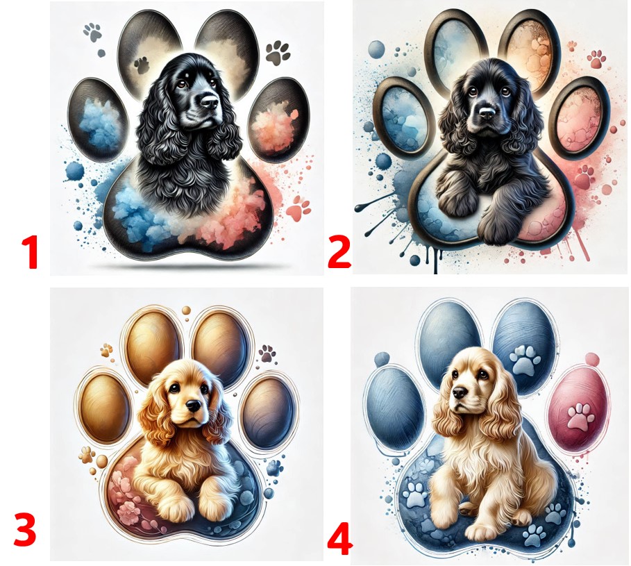 Anglický kokršpaněl v tlapce - 4 motivy