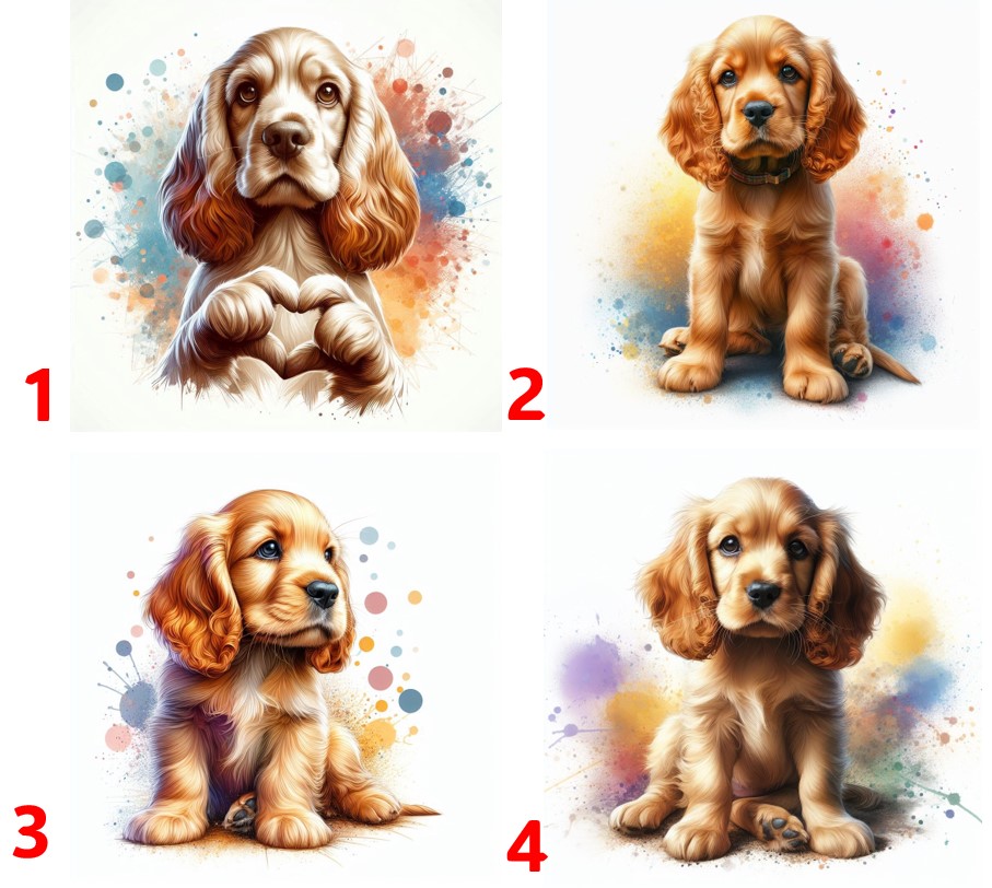 Anglický kokršpaněl štěně - 4 motivy