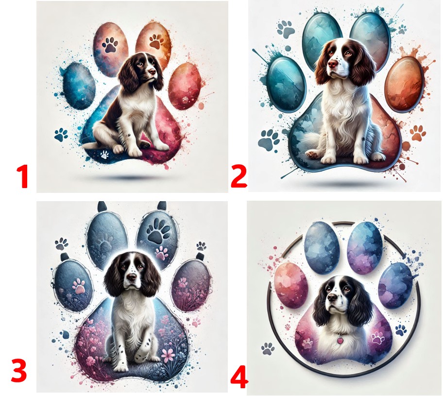Anglický špringeršpaněl v tlapce - 4 motivy