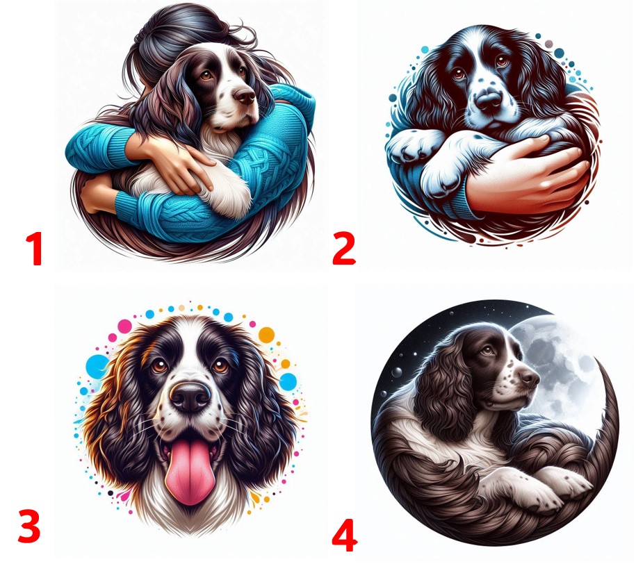 Anglický špringeršpaněl černý - 4 motivy