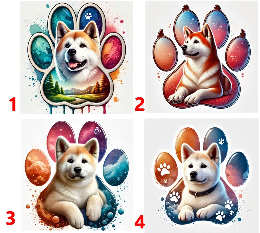 Akita Inu zrzavá v tlapce - 4 motivy