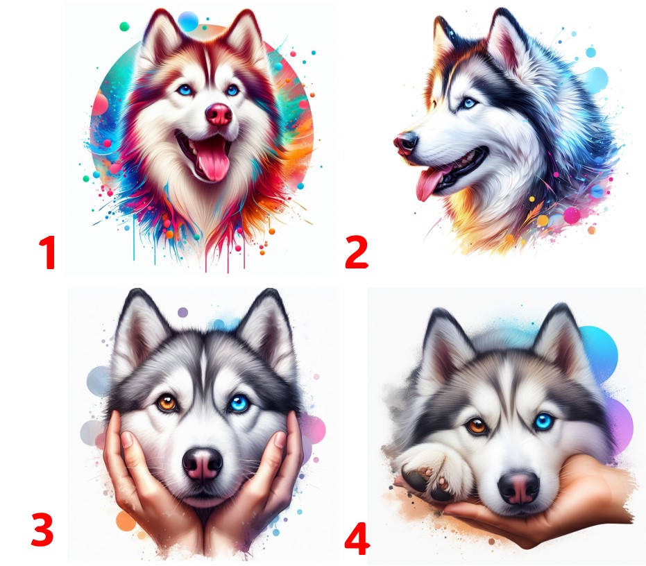 Sibiřský husky - 4 motivy