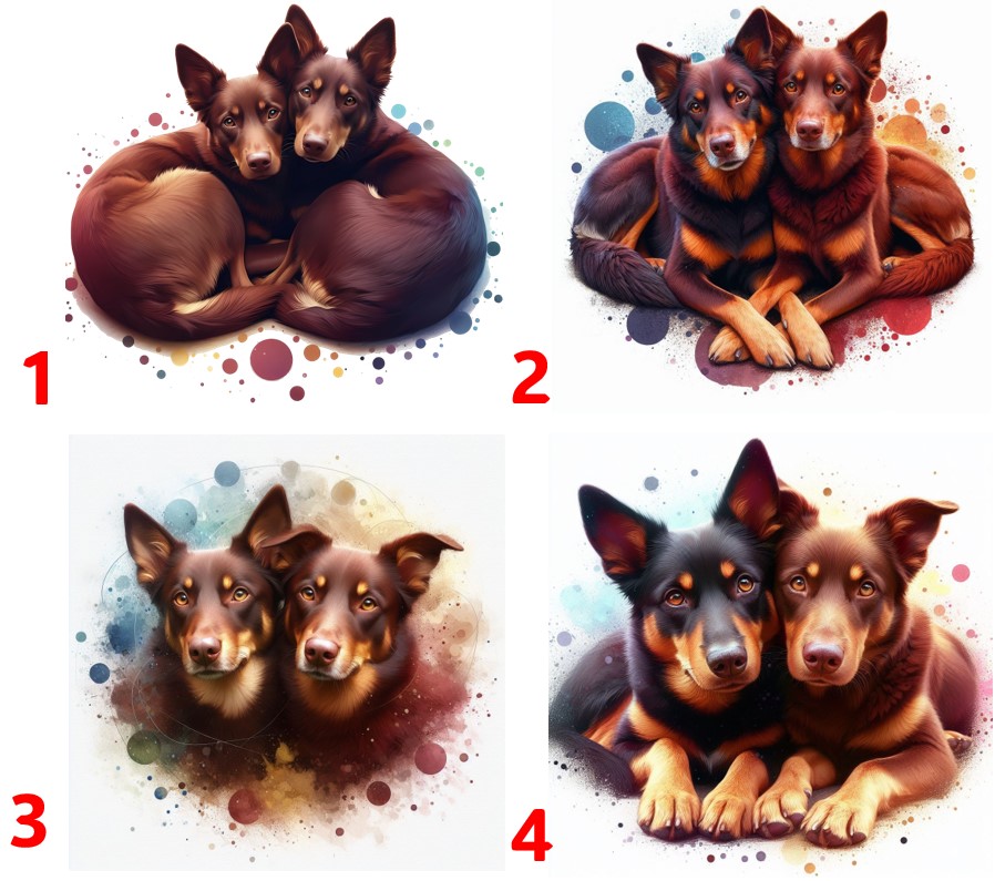Australská kelpie dvojice - 4 motivy