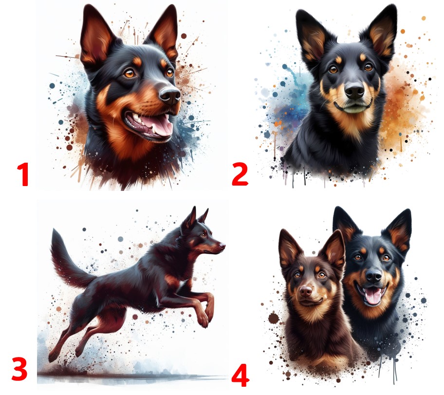 Australská kelpie černá - 4 motivy