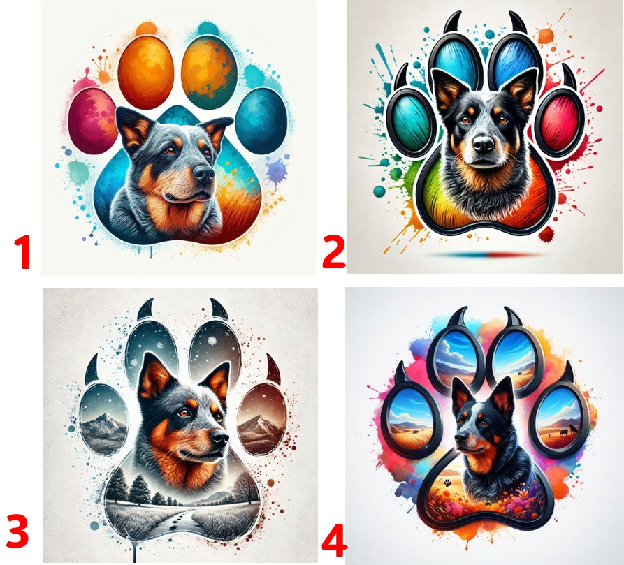 Australský honácký pes v tlapce - 4 motivy