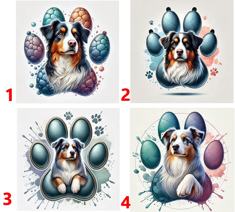 Australský ovčák v tlapce - 4 motivy