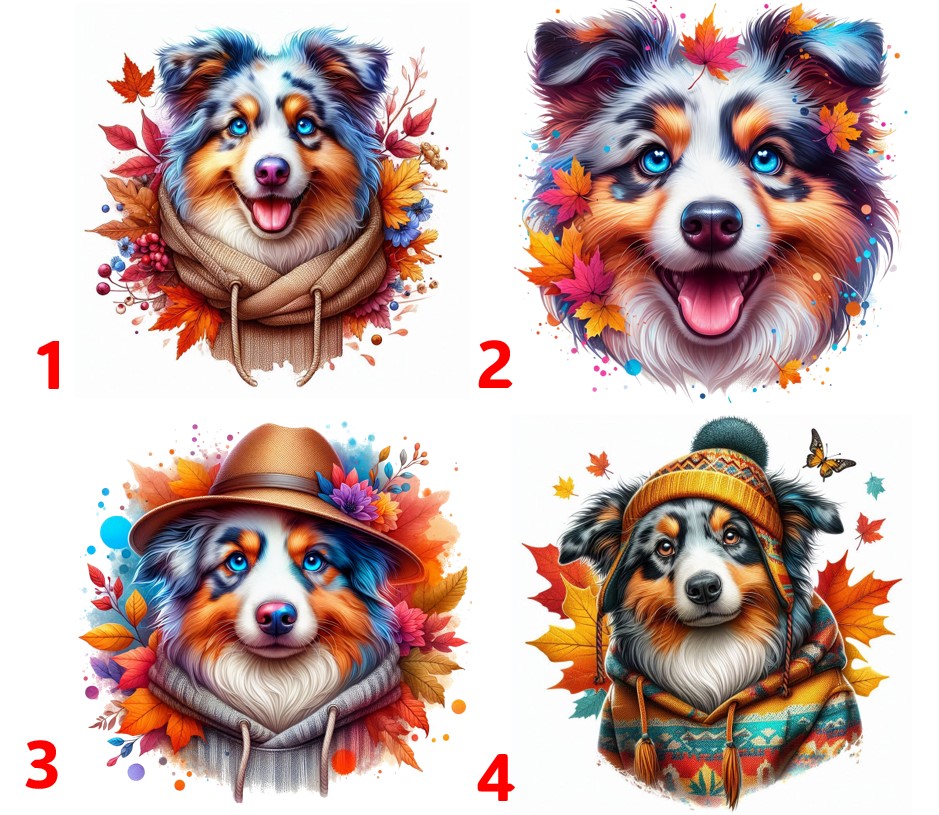 Australský ovčák blue merle - 4 motivy