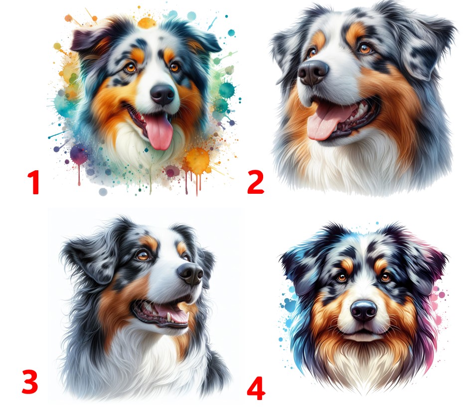 Australský ovčák blue merle - 4 motivy