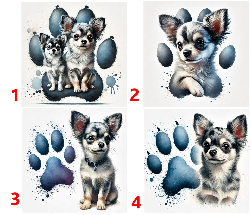Čivava blue merle - 4 motivy