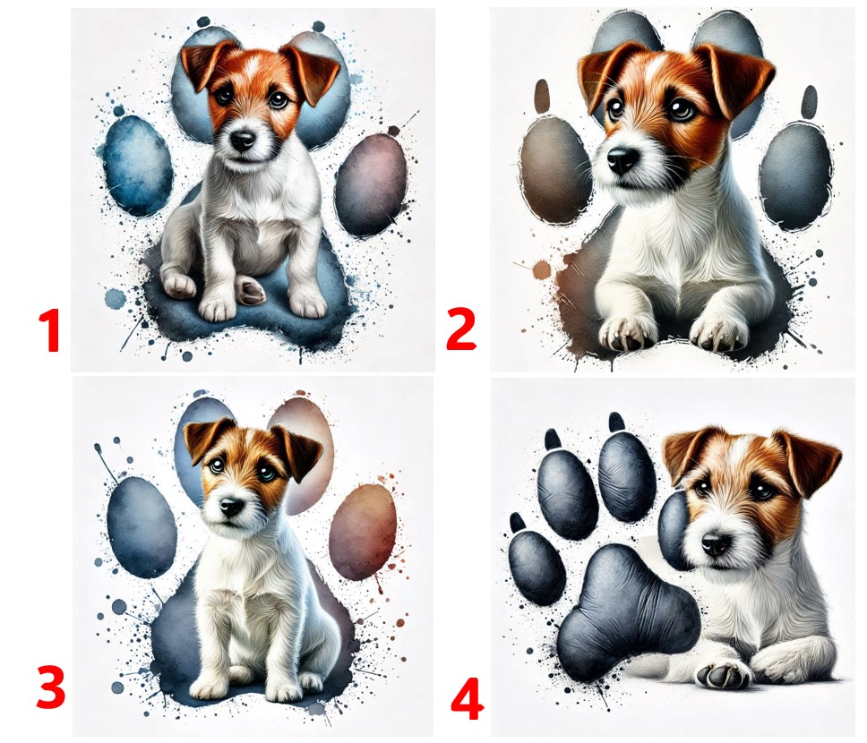Jack russel bílohnědá - 4 motivy