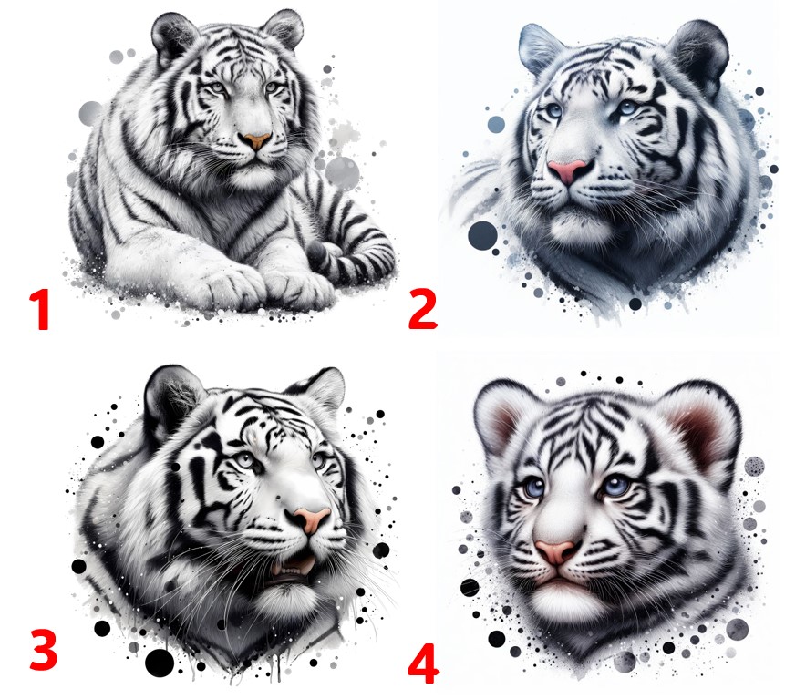 Tygr bílý - 4 motivy