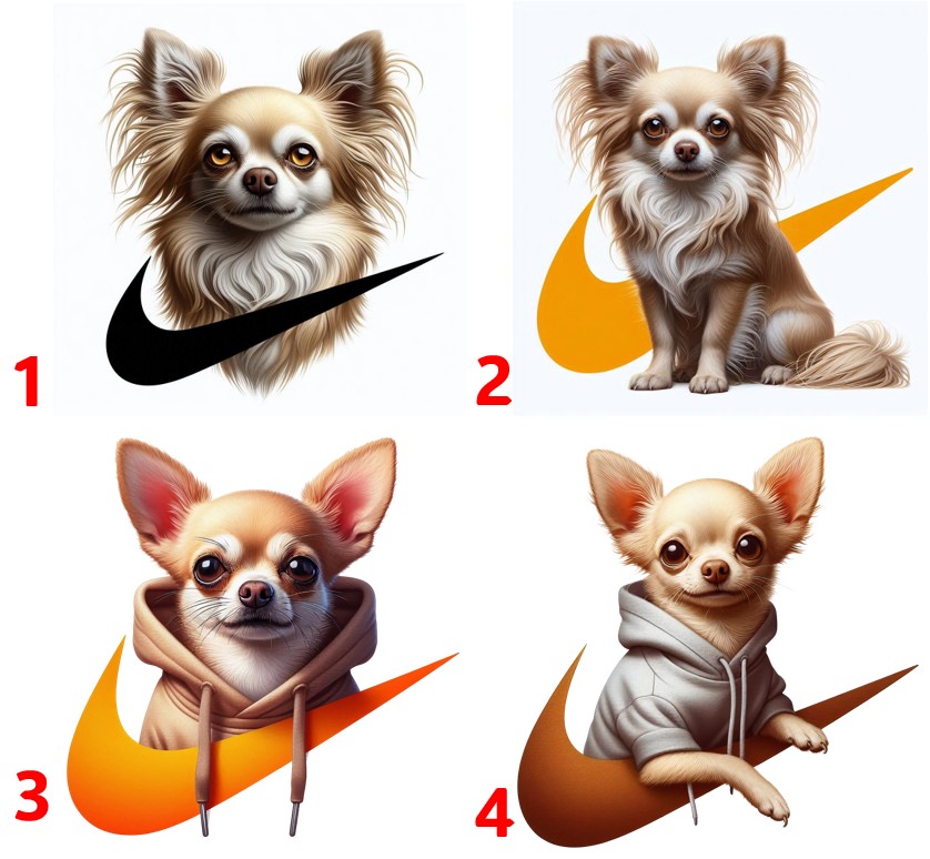 Čivava nike - 4 motivy