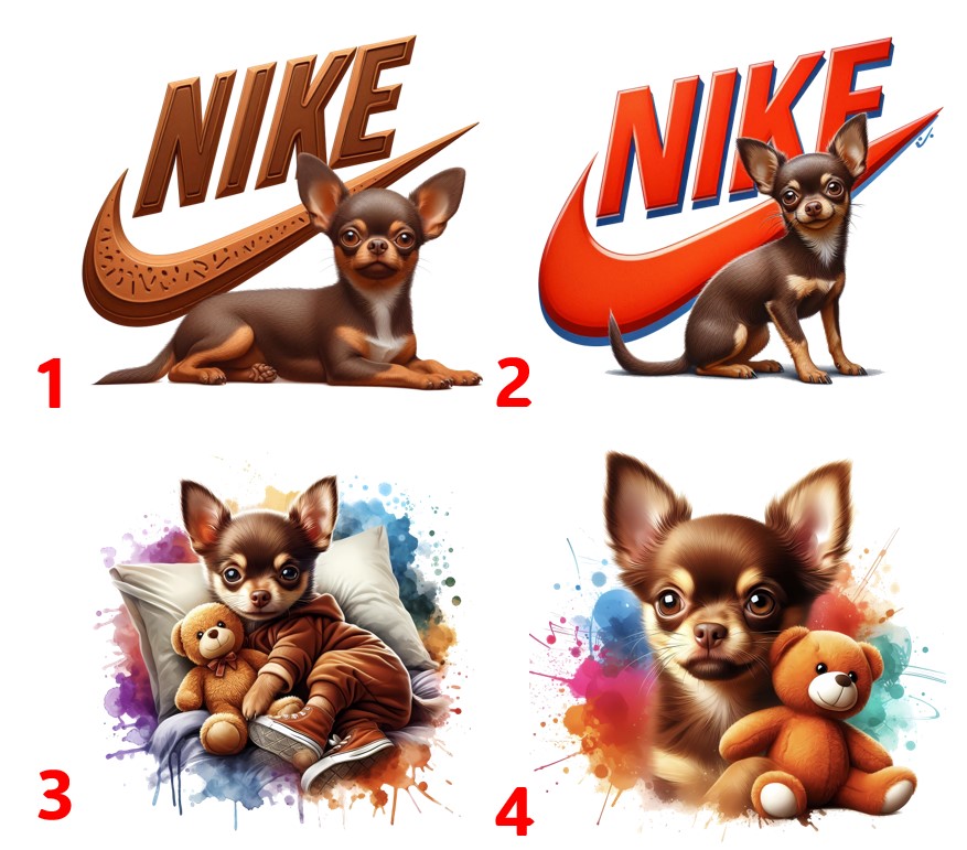 Čivava nike - 4 motivy