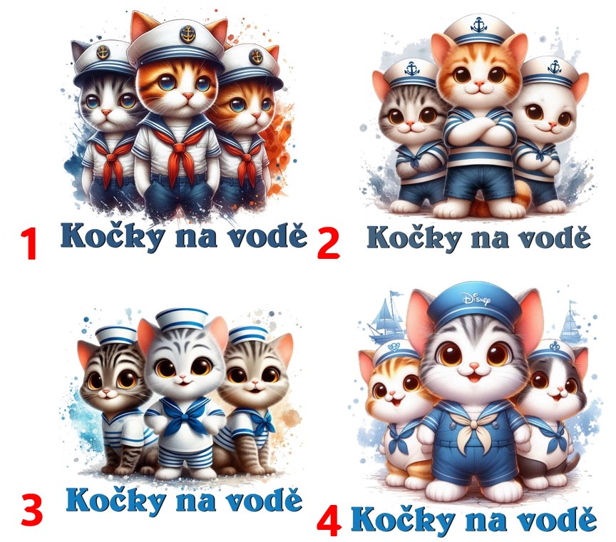 Vodáci - kočky na vodě - 4 motivy
