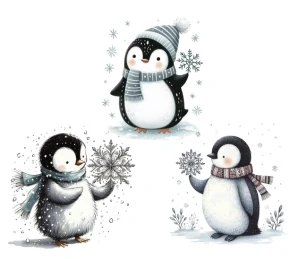 Tučňák kreslený - 3 motivy