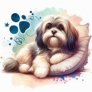 Lhasa apso na polštáři