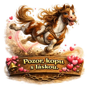Kreslený kůň - Kopu s láskou
