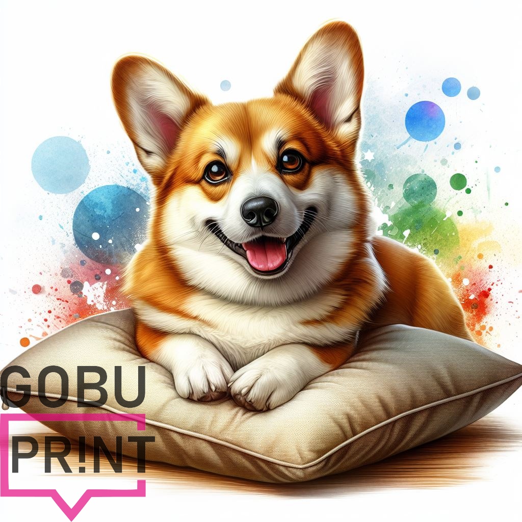 Welsh Corgi zlatý na polštáři