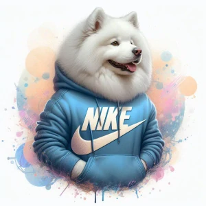 Samojed v mikině nike
